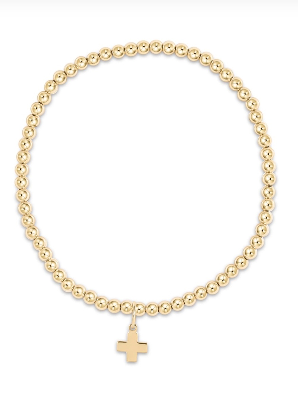 enewton Classic Gold 3mm Bead Bracelet with Signature Cross Gold Charm
